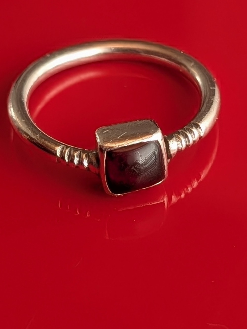Sterling Silver Garnet Stone Stackable Ring - Classic Minimalist